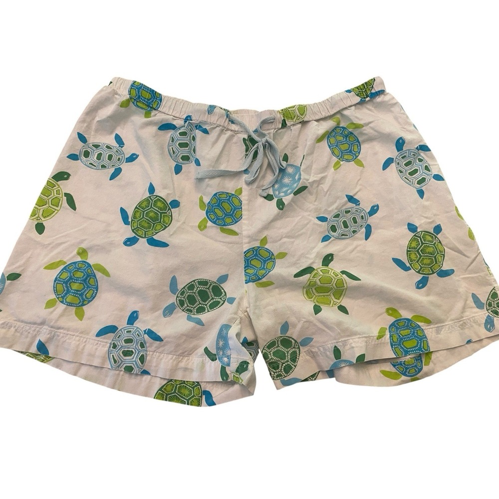 The Company Store Womens Large Pajama Short Set 100% Cotton Sea Turtle Button - Picture 2 of 11